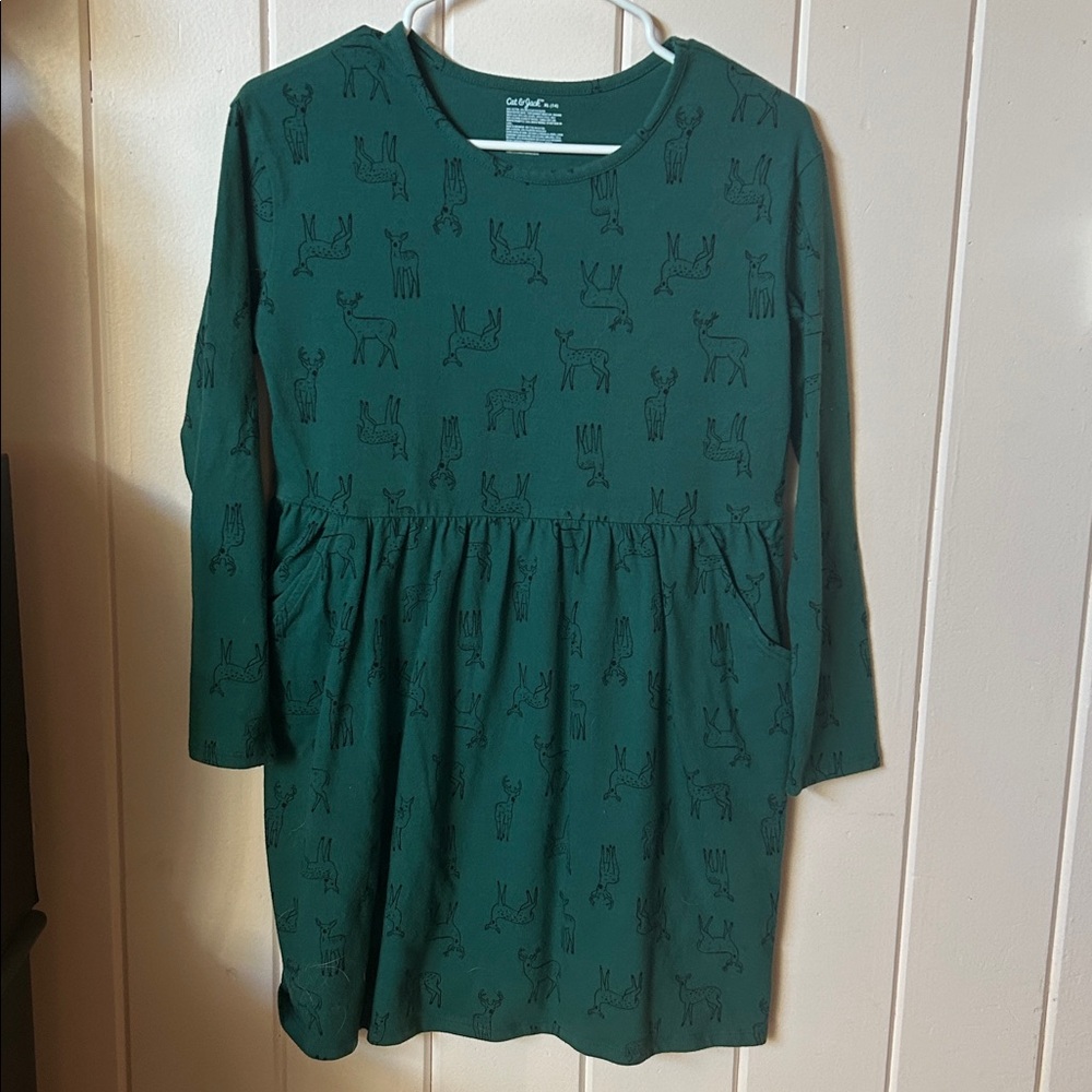 Cat & Jack Forest Green Animal Print Dress